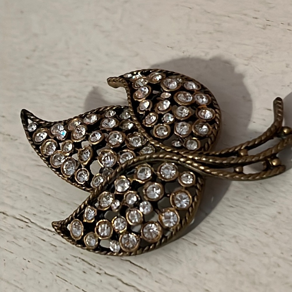 Large antique Kramer New York crystal brooch signed